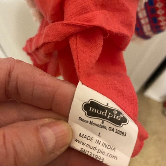 Mud Pie Women's Sleeveless Sundress Dress Sz.L Hot Pink with Blue and Cream Trim - Picture 5 of 16